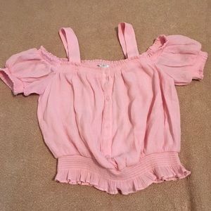 Guess Off Shoulder XS Pink Crop Top